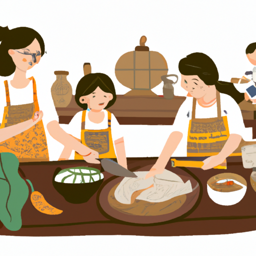 3. משפחה המשתתפת בשיעור בישול תאילנדי מסורתי